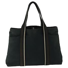 Hermès-HERMES Troca Horizontal MM Hand Bag Canvas Black Auth 67104-Black