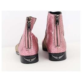 Zadig & Voltaire-leather western boots-Pink
