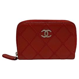 Chanel-Carteira Chanel Zip-Vermelho