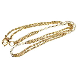 Chanel-Chanel Imitation pearl necklace-Golden