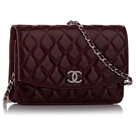Chanel-CHANEL Sacs à main Portefeuille sur chaîne-Rouge