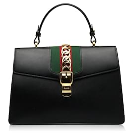 Gucci-Bolsos GUCCI Sylvie Asa superior-Negro