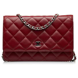 Chanel-CHANEL Handtaschen-Geldbörse mit Kette-Rot