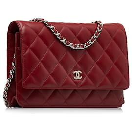 Chanel-CHANEL Handtaschen-Geldbörse mit Kette-Rot