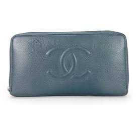 Chanel-Chanel Portefeuille Zippé-Blu