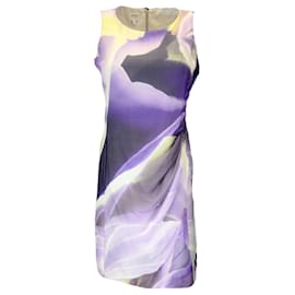 Autre Marque-Armani Collezioni Vestido midi de seda sin mangas con estampado multicolor morado-Púrpura