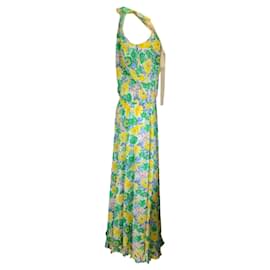 Autre Marque-Plan C Verde / Vestido largo con estampado floral multicolor amarillo-Multicolor