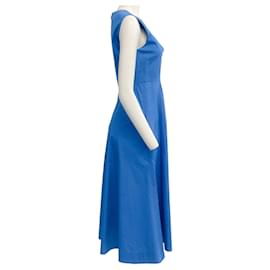 Autre Marque-Roland Mouret – Ärmelloses Kleid aus Baumwolle mit Bindeband an den Schultern, Blau-Blau