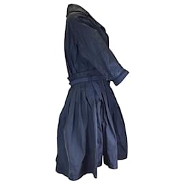 Autre Marque-Nina Ricci Navy Blue Belted Micro Trench Coat-Blue