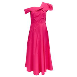 Autre Marque-Roland Mouret Hot Pink Cotton Off Shoulder Dress-Pink