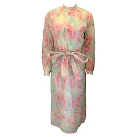 Autre Marque-Robe longue en coton imprimé Isabelle-Laura rose multi-fleurs Julie Harrah-Multicolore