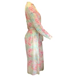 Autre Marque-Julie Harrah Vestido longo de algodão com estampa multifloral rosa Isabelle-Laura-Multicor