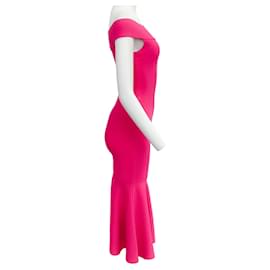 Autre Marque-Roland Mouret Vestido midi de malha rosa choque com ombros de fora-Rosa