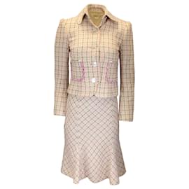 Autre Marque-Tuleh Beige / pink / White / Black Multi Woven Tweed Jacket and Skirt Two-Piece Set-Multiple colors
