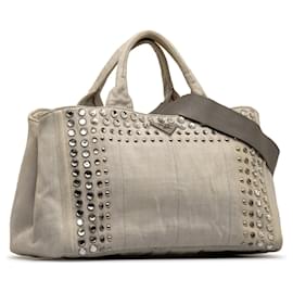 Prada-Bolso satchel Prada Canapa Bijoux gris-Otro
