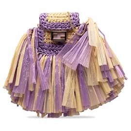 Fendi-Purple Fendi Raffia Intreccio Pico Baguette Crossbody Bag-Porpora