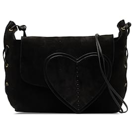 Gucci-Borsa a tracolla con cuore in pelle scamosciata nera Gucci-Nero