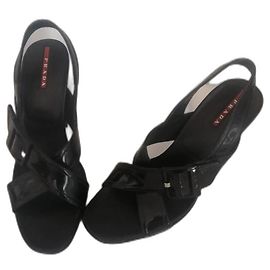 Prada patent leather sandals black Black