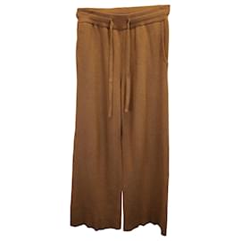 Nanushka-Nanushka Oni Ribbed-Knit Straight-Leg Pants in Brown Wool-Brown