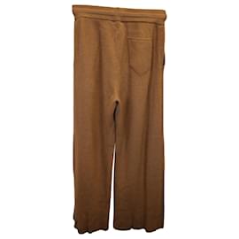 Nanushka-Pantalones rectos de punto acanalado Nanushka Oni en lana marrón-Castaño