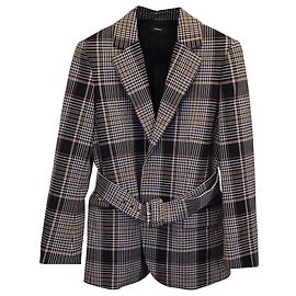 Theory Becket Belted Checked Blazer in Brown Polyester and Wool Other