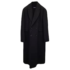 Max Mara-'S Max Mara Double-Breasted Coat in Black Wool-Black
