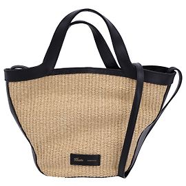 Khaite Small Nora Tote Bag aus beigem Bast. Beige