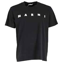 Marni-Camiseta Marni Logo em Algodão Preto-Preto