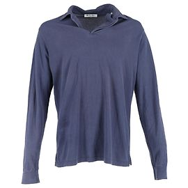 Loro Piana Polo Loro Piane a manica lunga in cotone Blu Blu
