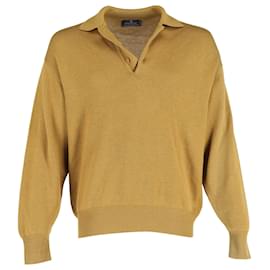 Ermenegildo Zegna-Ermenegildo Zegna Button Up Sweater in Yellow Wool-Yellow
