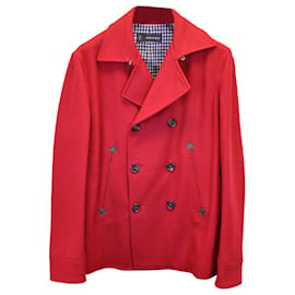 Dsquared2 Double-Breasted Coat in Red Wool Red