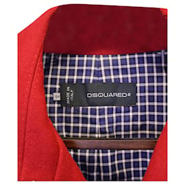 Dsquared2-Dsquared2 Cappotto foderato in lana rossa-Rosso