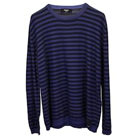 Fendi-Fendi Stripe Sweater in Blue Cashmere-Blue