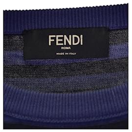 Fendi-Suéter Fendi Stripe em Caxemira Azul-Azul