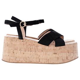 Gianvito Rossi Sandales compensées Bebe en daim noir Noir