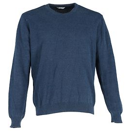 Jersey Loro Piana de algodón azul con cuello redondo Azul marino