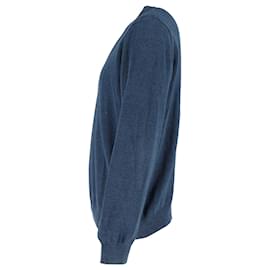 Loro Piana-Loro Piana Crewneck Sweater in Blue Cotton-Navy blue