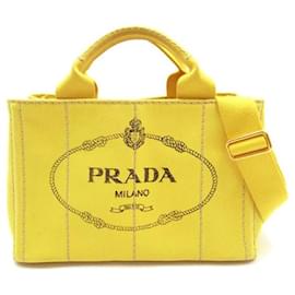 Prada-Prada Canapa Logo Sac à main en toile Sac cabas en bon état-Autre