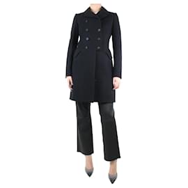 Alaïa-Black double-breasted wool coat - size UK 12-Black