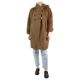 Sonia Rykiel-Brown wool hooded coat - size UK 10-Brown