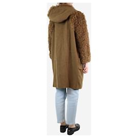 Sonia Rykiel-Abrigo con capucha de lana marrón - talla UK 10-Castaño
