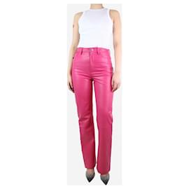 Autre Marque-Fuchsia leather trousers - size UK 10-Pink