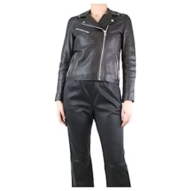 Autre Marque-Black leather biker jacket - size S-Black