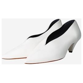 Céline-White pointed-toe leather kitten heel shoes - size EU 38-White