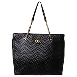 Gucci-Black large Marmont leather tote-Black
