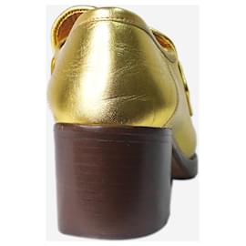 Gucci-Mocasines metalizados tacón dorado - talla UE 38.5-Dorado