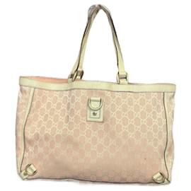 Gucci-Baby Pink & White Vintage Gucci Abbey D Ring Tote-Pink,White