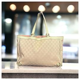 Gucci-Baby Pink & White Vintage Gucci Abbey D Ring Tote-Pink,White