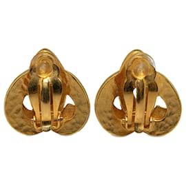 Chanel-Boucles d'oreilles à clip coeur CC dorées Chanel-Doré