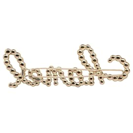 Chanel-Chanel Gold Rhinestone & Pearl Swirling Logo Barette-Golden